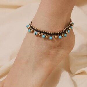 Bohemian Style Anklet with Jingling Bell and Hand-woven Rope,